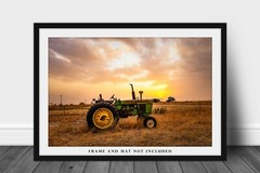 Country Photography Print – Picture of Tractor at Sunset in Texas