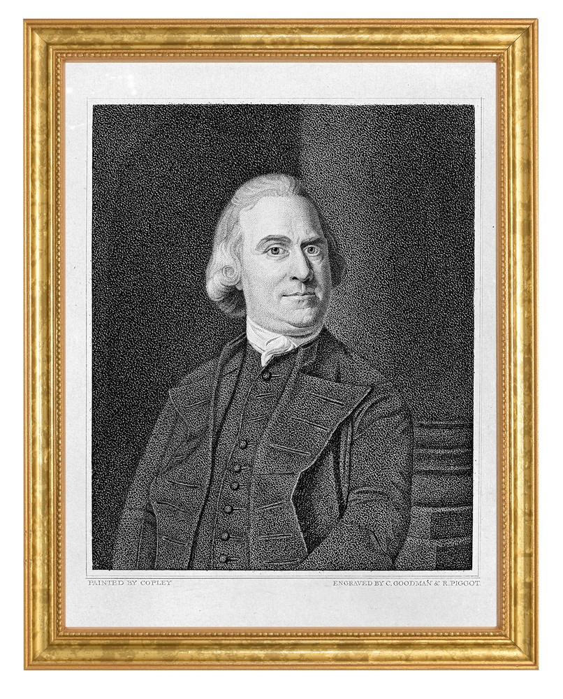 Samuel Adams Photograph in a Aged Gold Frame