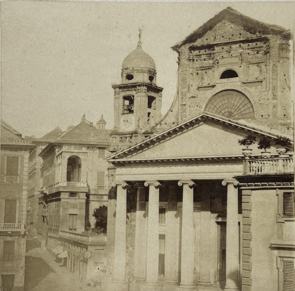 FRANCE Lyon Eglise Architecture c1865 Stereo Photo Vintage Albumine Original Print