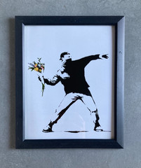 BANKSY 2003 Flower Thrower Framed Wall Art 8×10 Print Photograph Graffiti Street