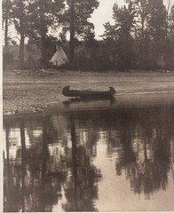 Original EDWARD CURTIS Kutenai Camp NATIVE AMERICAN Canoe & Teepee Photogravure