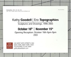 Kathy Goodell (b. 1947) Art Announcement Card – Ero-Topographies – 2003