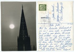 40636 – Sunset with church spire – photo as postcard, 14.10.1962