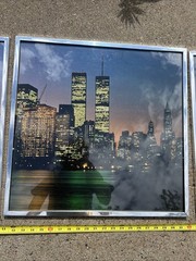 Vintage Brooklyn BRIDGE World Trade Center 3 Piece Cityscape PHOTO ART Skyline
