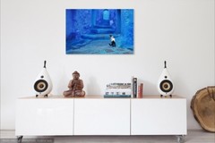 Cat in Blue City – Morocco Africa – on Canvas – Travel Pets Dogs Wall Art 24X36