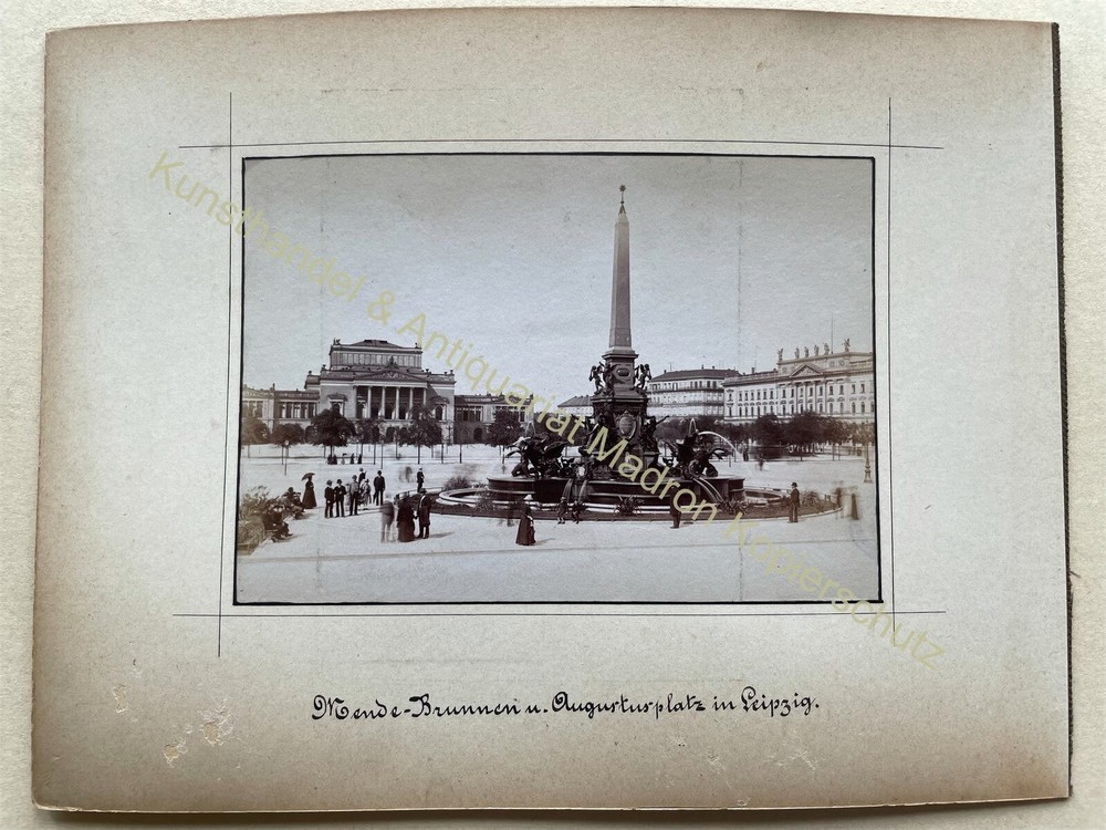 2 orig. Photo Leipzig from 1880 Johannapark & Mende Fountain 25.5cm x 19.5cm