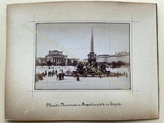 2 orig. Photo Leipzig from 1880 Johannapark & Mende Fountain 25.5cm x 19.5cm