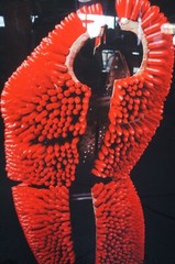 1993 Janet Biggs «Lipstick Dress» Cibachrome Triptych Photographs 108″