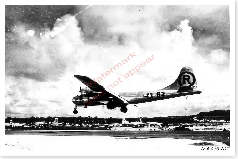 WWII Enola Gay Landing At Tinian After Hiroshima Drop Silver Halide Photo