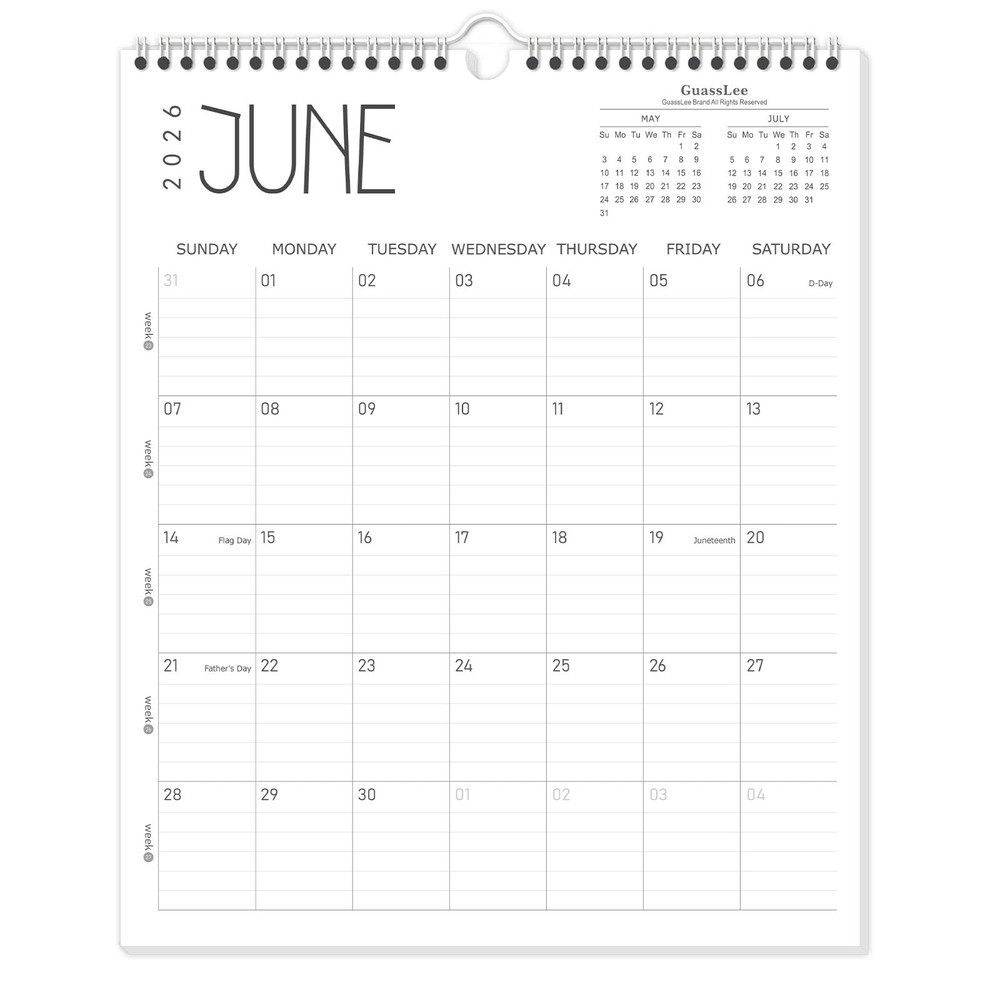 Guasslee Wall Calendar 2026-2027, 14″x11.5″ Vertical Wall Calendar 2026, 13-M…