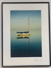 Photograph on Arches Paper of Colorful Boat. Pencil Signed