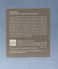 Ansel Adams Gallery Show Announcement Card – Monolith Half-Dome Yosemite Valley