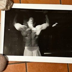 Art Photograph Silver Gelatin Print Janine Gordon Signed 20×24″ B/W Body Builder