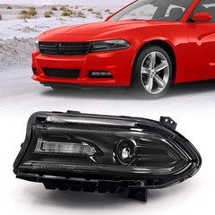 Headlight Assembly Compatible with 2015-2021 Dodge Charger [ Halogen Model ] Hea