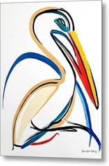 Pelican 7 12″x16″ Fine Art Print of original abstract painting, Bird Art