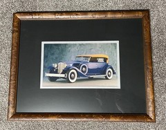 Set of 3 Art pictures classic automobiles, professionally matted and framed,