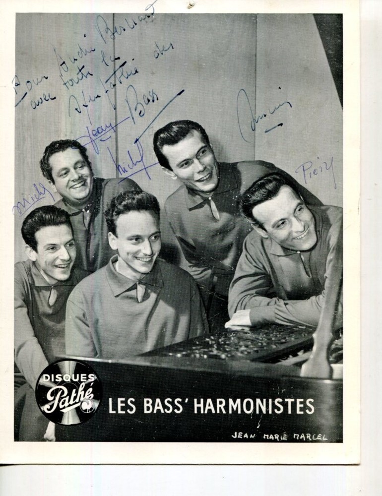 Les Bass Harmonistes Rare Original Photograph With 5 Autographs 26*20