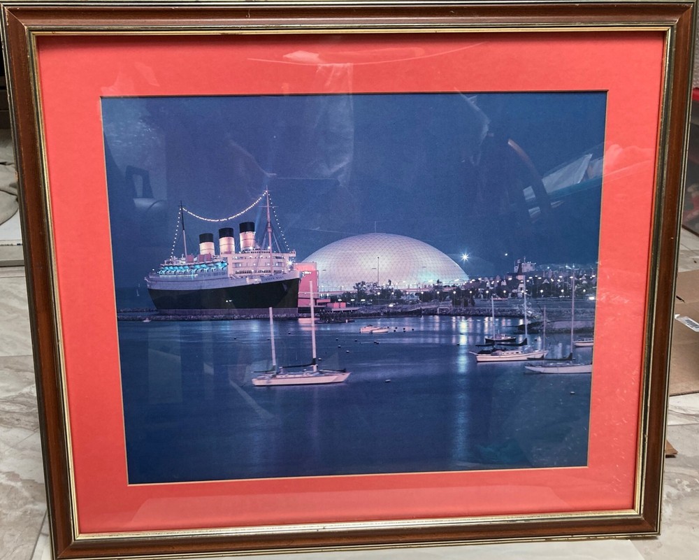 Queen Mary and Spruce Goose Photograph in a 24 by 28-inch matted frame