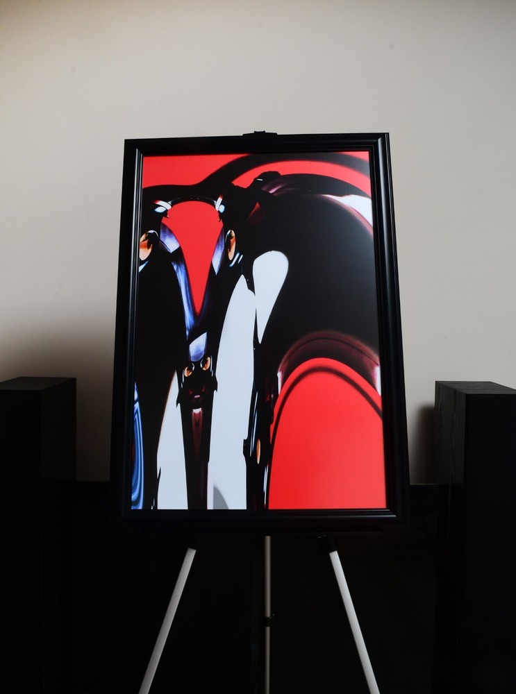 Fine art photography large print. Black and red Rorschach inspired. 20×30 framed
