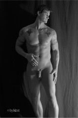 Nude male art model photographs, four 4×6″ prints