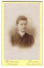 Photograph Hartmann, Dessau, Franzstrasse 24b, portrait of a young man