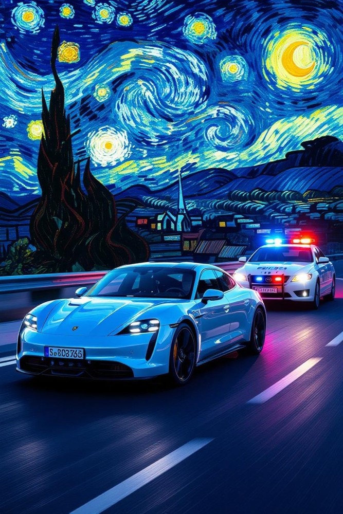 Digital Image Picture Photo Wallpaper Background Desktop Art, Taycan Chase !