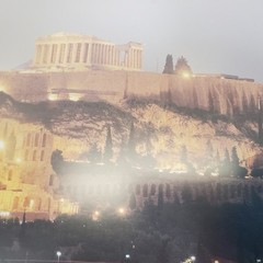 Vintage Athens Greece Acropolis Night Photo Print Framed Wall Art 25.5×19.5