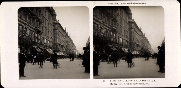Stereo Photo Budapest Hungary, 1906, Kossuth Lajos Street – 10496214