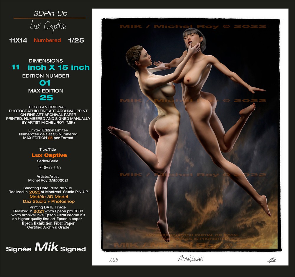 Art Nude «Alicia&Lux#1» 11×14 Sign Mik&Num 1/25 Gloss Woman GlamGirl 3D Model
