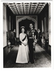 Photograph Queen Elizabeth II of England with Prince Philip in Parade Unif