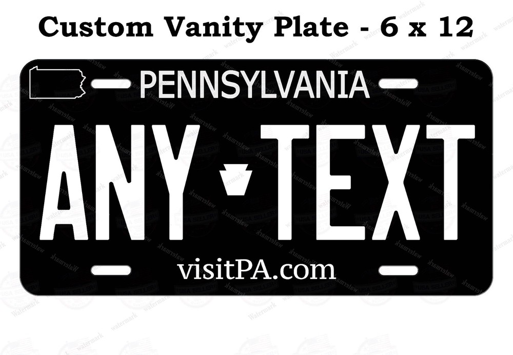 Pennsylvania Black White Custom License Plate Tag For Auto Car ATV Bike Keychain