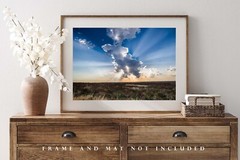 Photography Print of Sunbeams Bursting From Storm Cloud in Kansas
