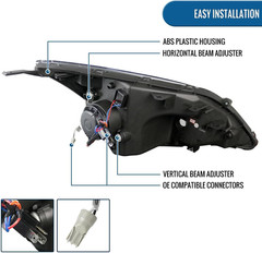 – Fits 2007-2011 Honda CR-V CRV Upgraded Replacement LED Tube Projector Headligh