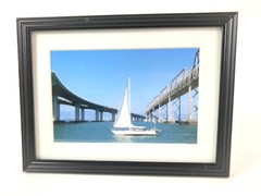 NEW AND OLD BAY BRIDGE, 4×6 » MATTED AND FRAMED PRINT, READY TO HANG, GREAT GIFT