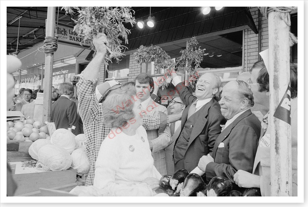 Gerald Ford Campaigning At Philadelphia Farmers Market 8×12 Silver Halide Photo