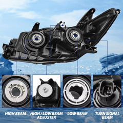 Black Headlights Assembly for 2015 2016 2017 Toyota Camry Headlamp Set W/Housing