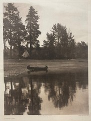 Original EDWARD CURTIS Kutenai Camp NATIVE AMERICAN Canoe & Teepee Photogravure