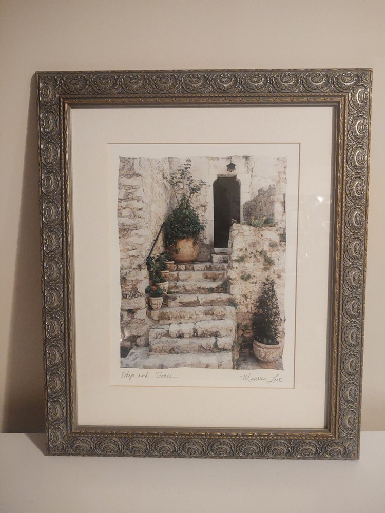 Original Art Print «Steps and Stones» Maureen Love Matted Framed 20×24″ Vintage