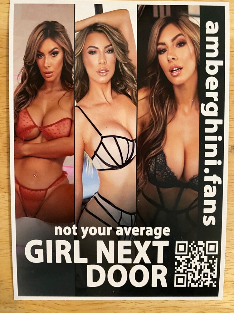 AMBER GHINI SEXY 5 X 7 PROMO CARD ADULT FILM STAR