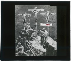 Jesus Meurt On La Cross, Photo Antique Plate Glass, Black & White,