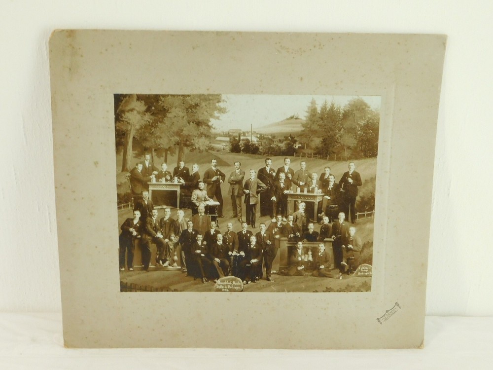 Group Photo With Soldiers ‘Rauchclub Qualm’ Stetten Near Hechingen 1912 German!
