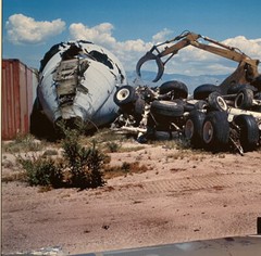 VINTAGE AIRCRAFT AIRPLANE SALVAGE SCRAPYARD SURREAL LANDSCAPE COLOR PHOTOGRAPH