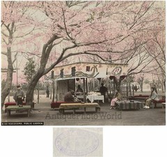 Yokohama Japan public garden food stand antique hand tinted art photo Fukasawa