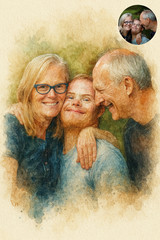 Your Photo to Watercolor Portrait| Digital Art Download| Personalized 3D Art