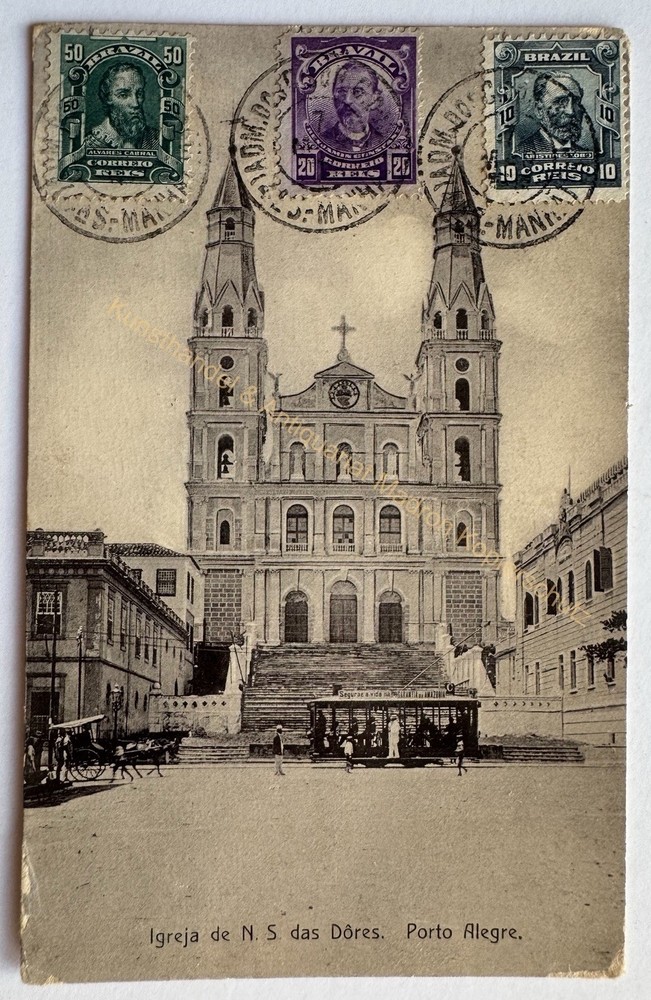 Postcard photograph Porto Alegre, Igreja N. S. das Dores 1912 Brazil