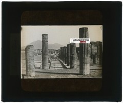 Pompeii Forum, Italy, Glass Plate Photo, Black & White, Positive 8.5×10 Cm