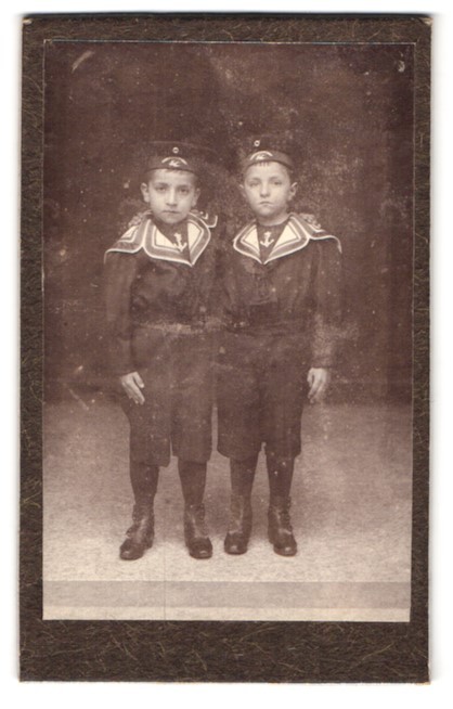 Photograph Portrait Two Little Boys in Sailor Suits