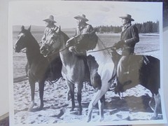 Excellent B/W Bonanza Photo Dan Blocker, Lorne Greene and Mike Landon on Lake Shore!
