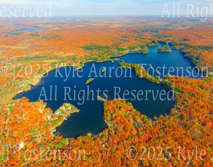 Archibald Lake, Lakewood, Oconto Co., Wisconsin, Overhead Photo. Frame Optional.