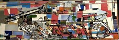 VERY COOL LARGE MIXED MEDIA PAINTING BY AARON KRATEN ON WOOD. VERY HEAVY & RARE